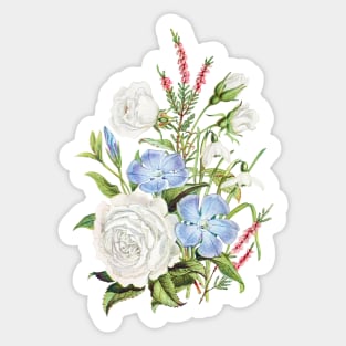 Spring Flower Power -  Flower Bouquet - Hearts - Beautiful Flowers - Vintage Sticker